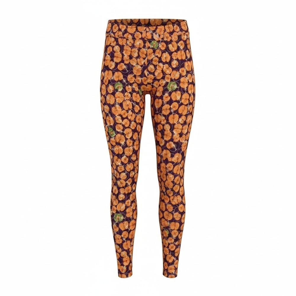 LuLaRoe Apple Print Leggings Purple Orange One Size OS Buttery Soft High Waist